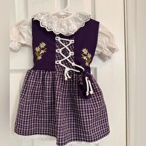 Purple and White Authentic German dirndl baby dress
